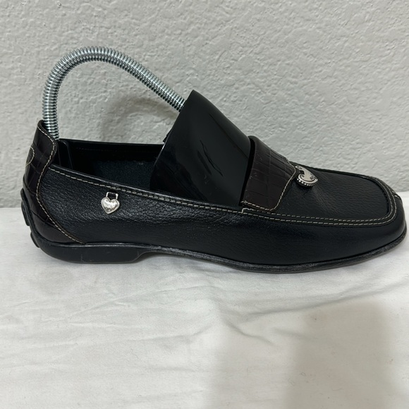 Brighton Ursa Black with Brown Detail Leather Loafer Size 8 - Picture 6 of 12